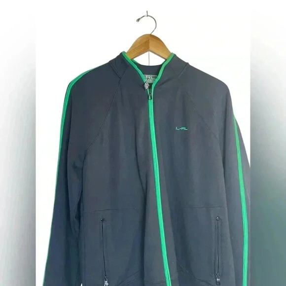 LRL Lauren Ralph Lauren Womens Full Zip Active Fitness Jacket Black Green XL - Picture 2 of 9